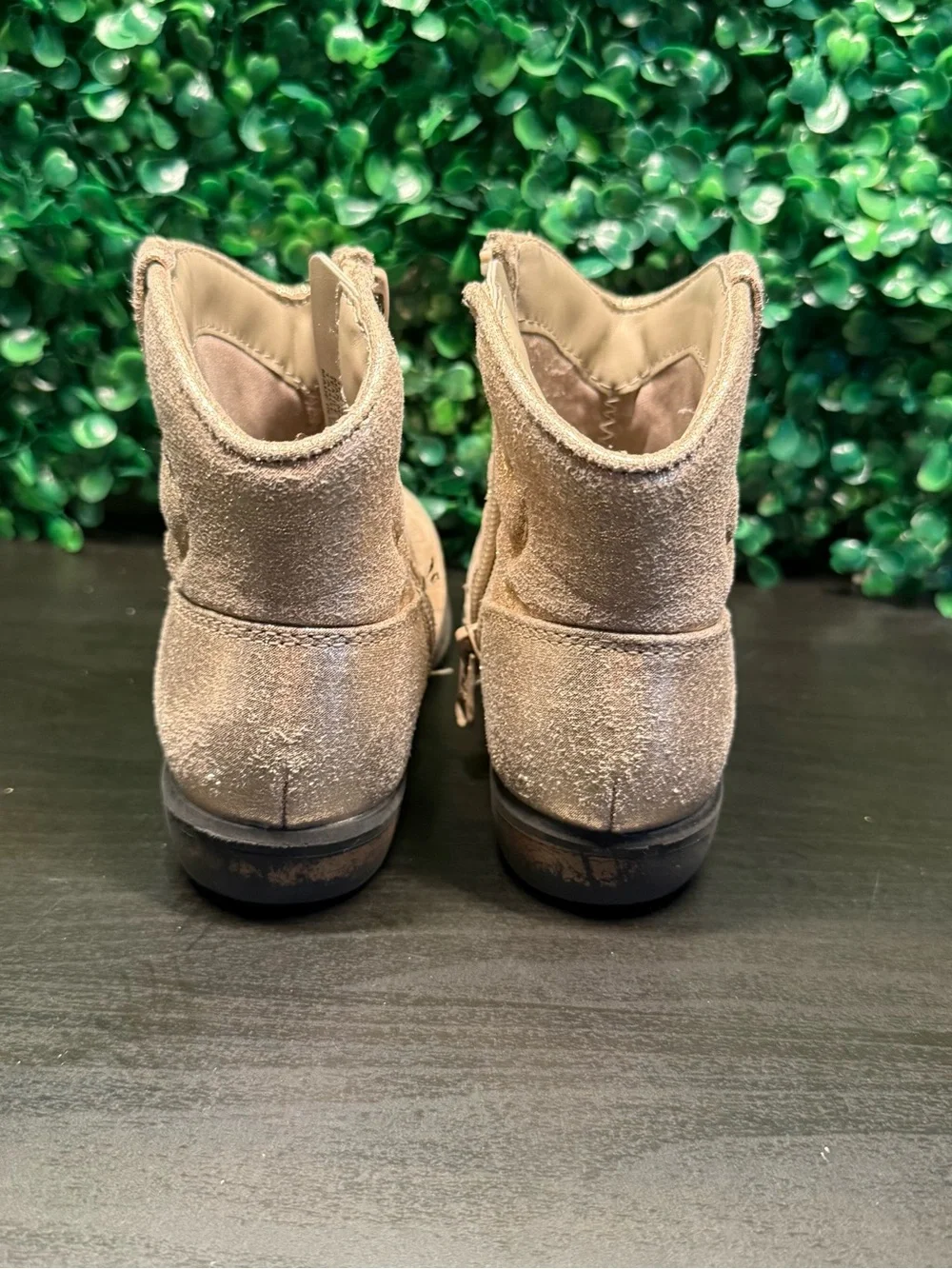 Cat & Jack Shimmery Gold Kid's Cowboy Boots with Side Zip